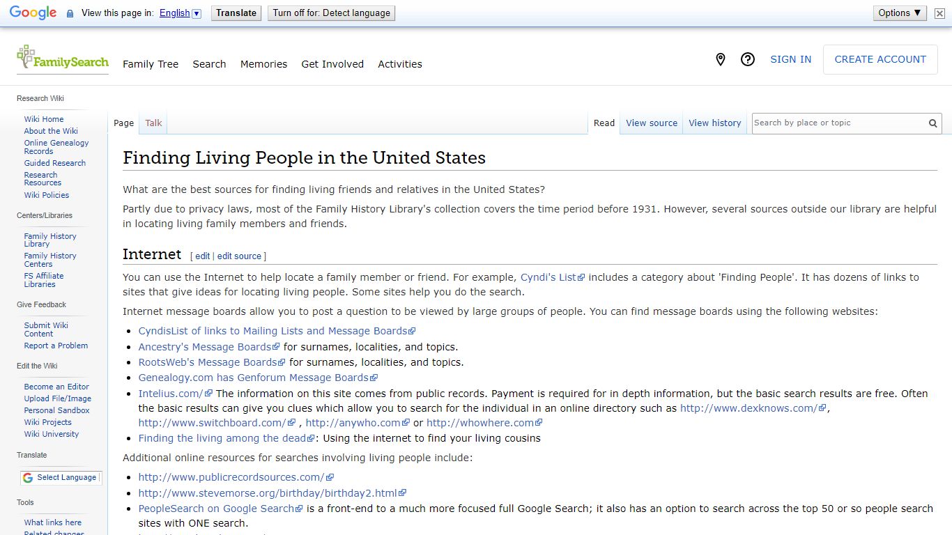 Finding Living People in the United States • FamilySearch